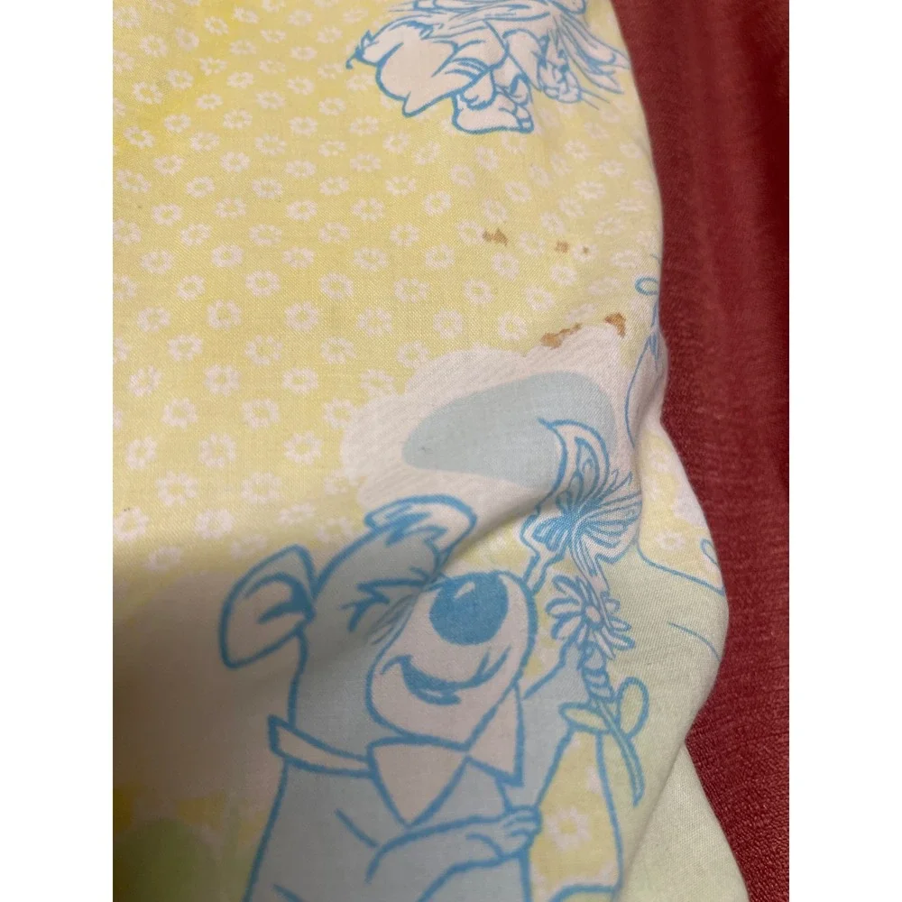 Vintage 1979 Hanna-Barbera Yogi Bear Pebbles Baby Quilt Blanket Yellow Pastel